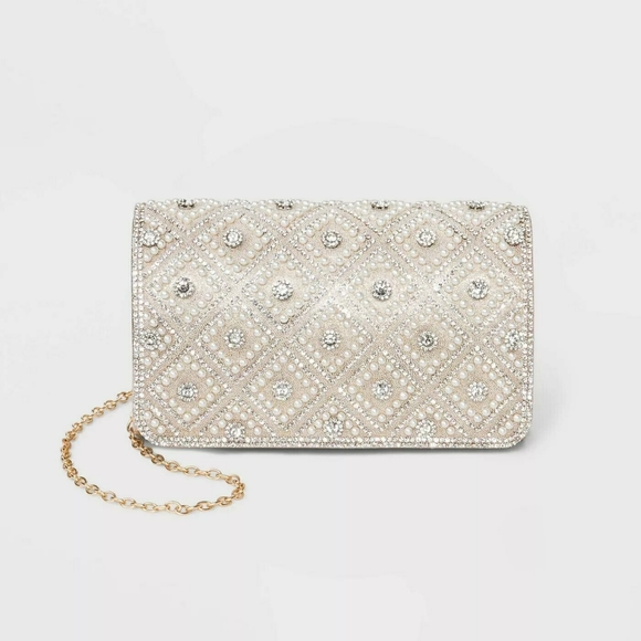 Estee & Lilly Handbags - Estee & Lilly clutch with pearls & rhinestones
